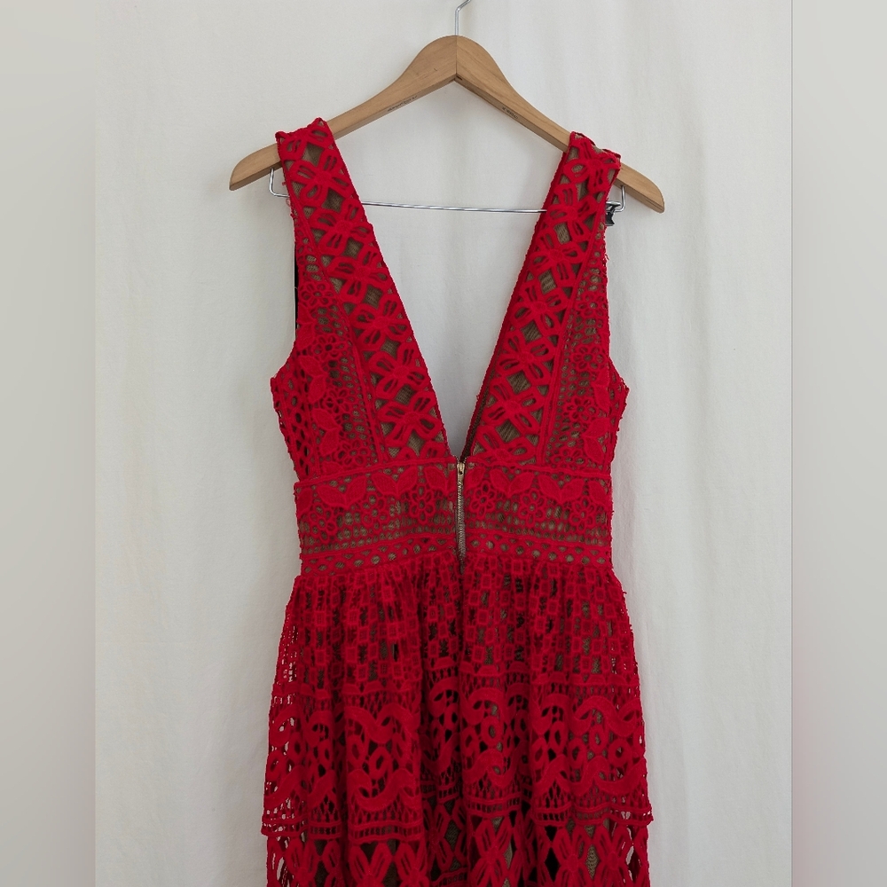 Nasty Gal NWT Isobel Red Crochet Lace Maxi Dress Sz Small Isobel Sheer Boho - Picture 7 of 15